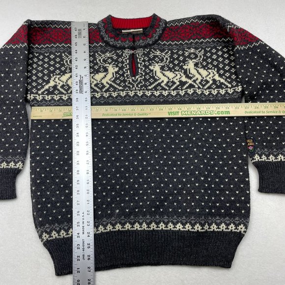 Dale Of Norway Mens Nowegian Wool Fair Isle Reindeer Sweater Size L Clasp Thick - Picture 3 of 12